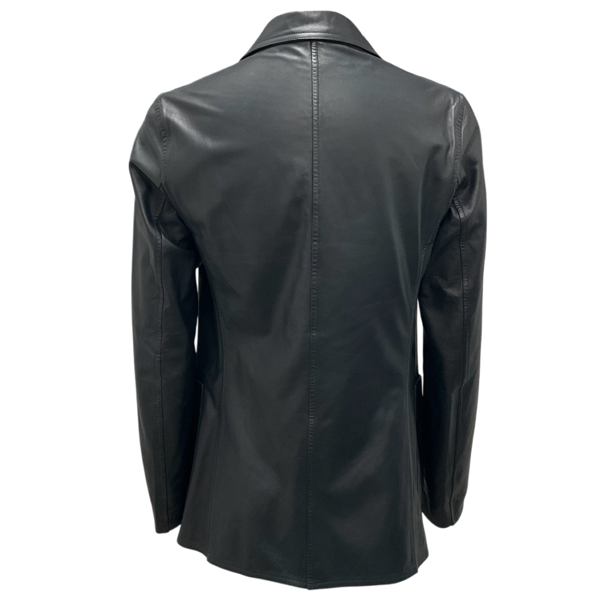 Jil Sander Black Reversible Two-Button Lambskin Leather and Techno Blazer