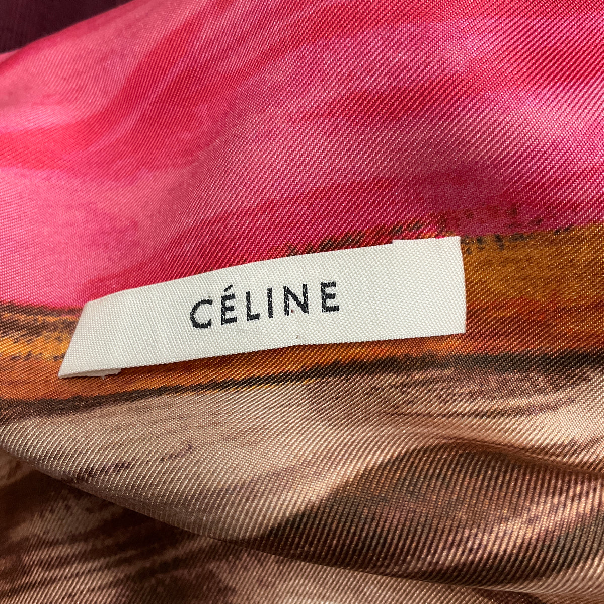 Celine Burgundy / Pink Silk Scarf Print Wool Knit Sweater