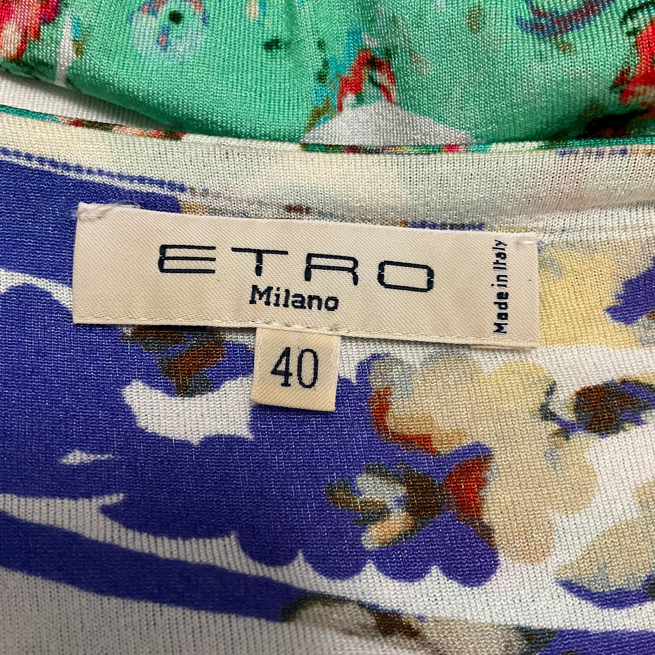 Etro White Multi Printed Stretch Jersey Midi Dress