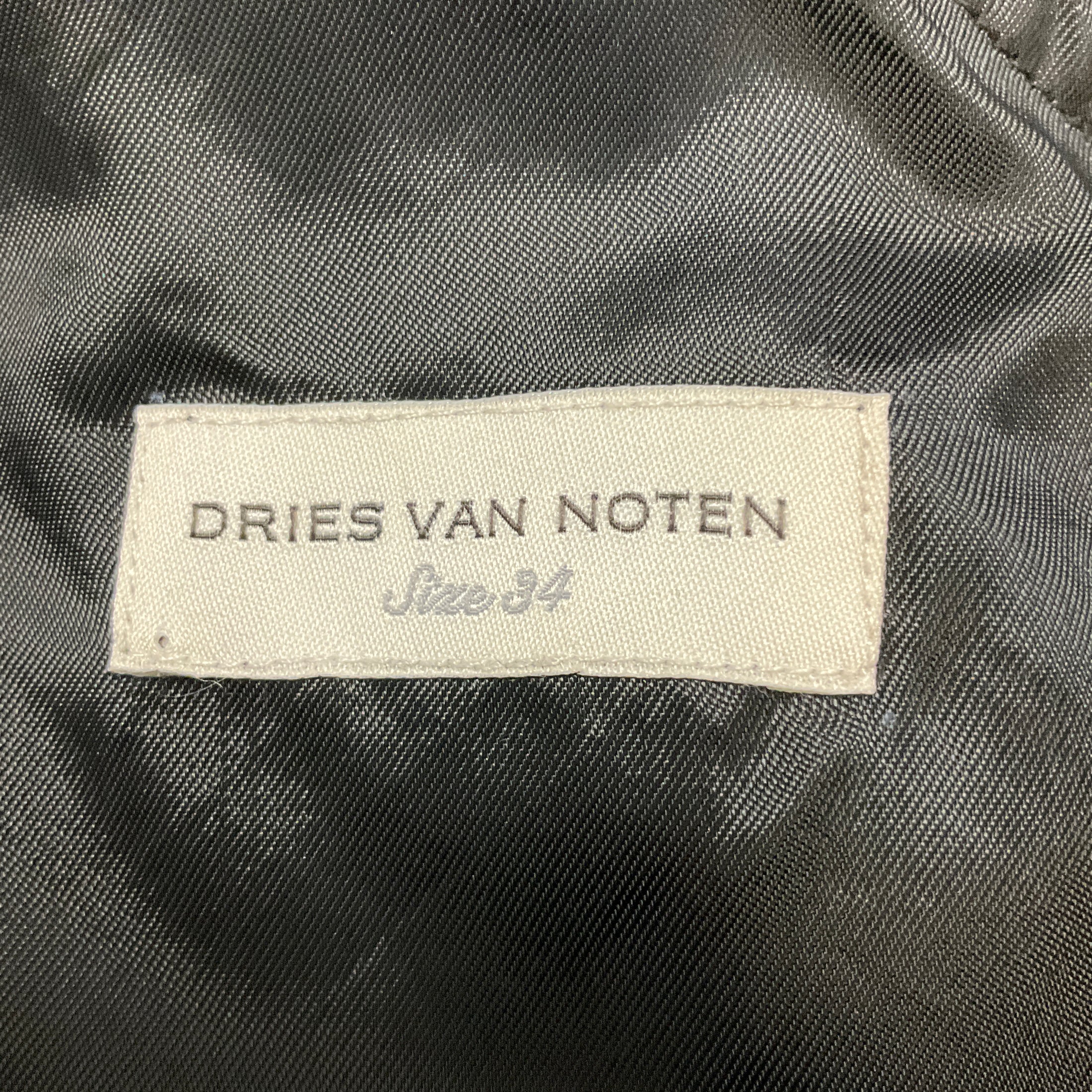 Dries Van Noten Purple / Black Ruffled Sleeveless Embroidered Chevron Jacquard Midi Cocktail Dress