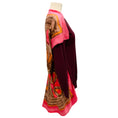 Load image into Gallery viewer, Celine Burgundy / Pink Printed Silk Scarf Detail Wool Knit Sweater
