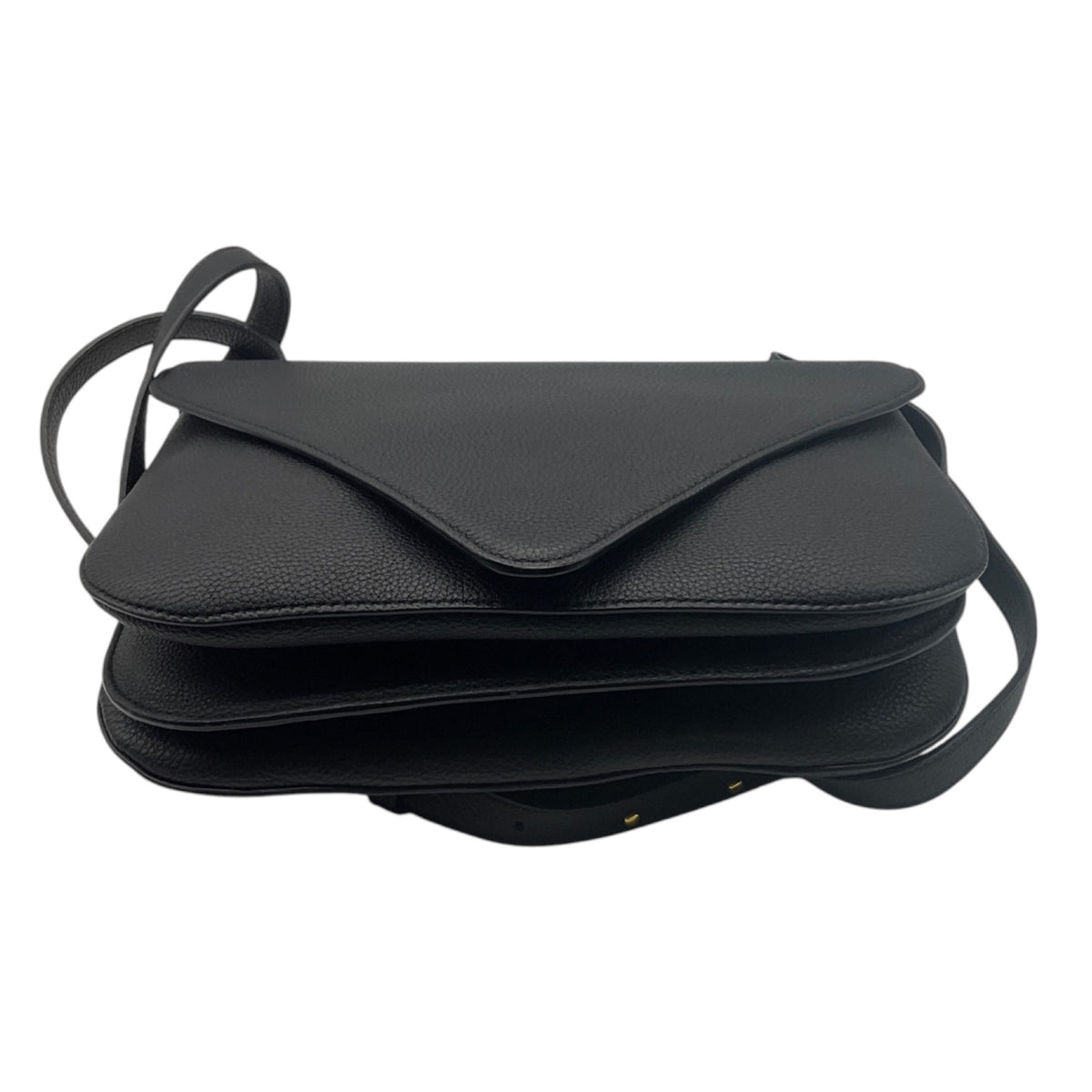 Bottega Veneta Black Grained Leather Shoulder Bag with Gold Chain