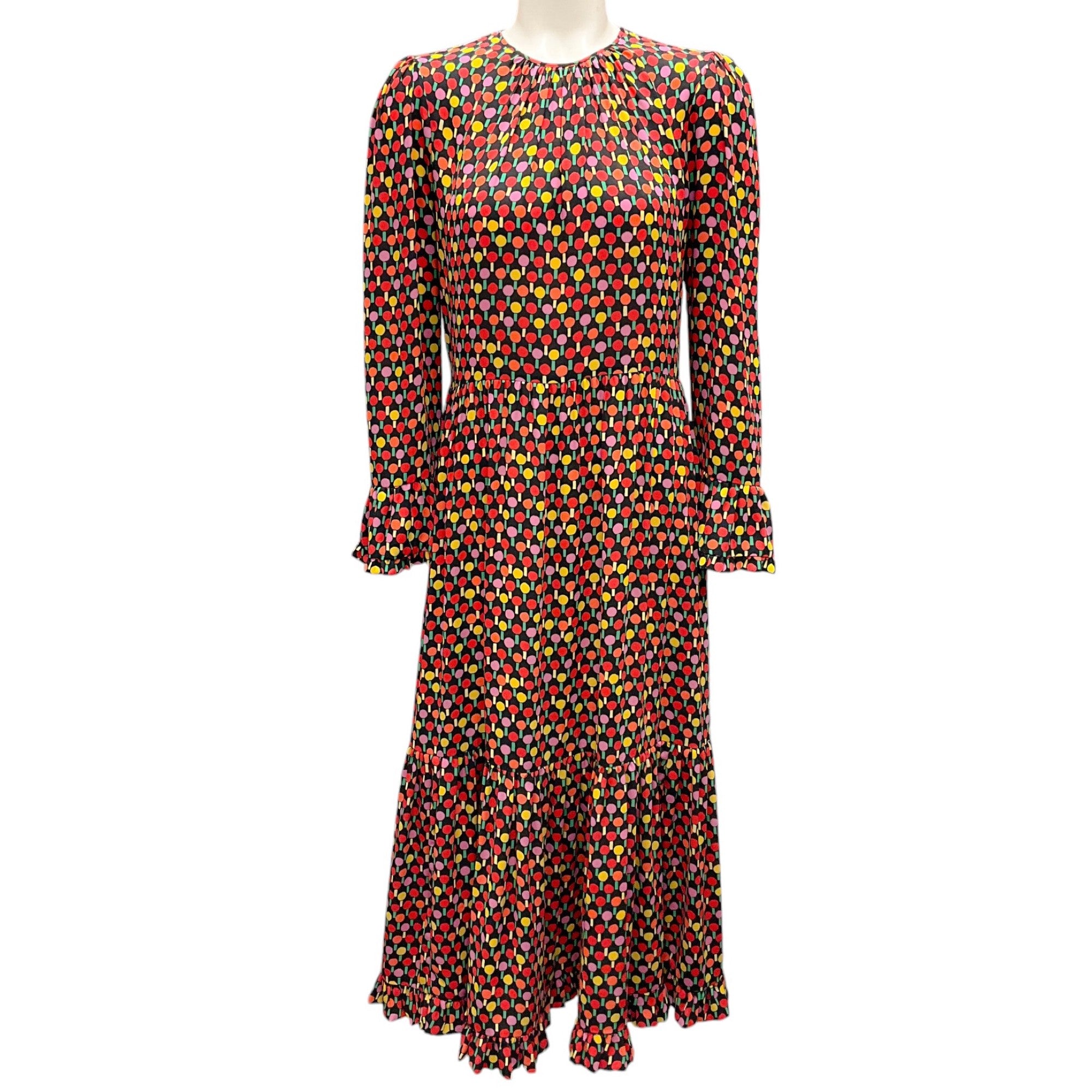 La DoubleJ Black / Red Multi Printed Edition 18 Visconti Midi Dress