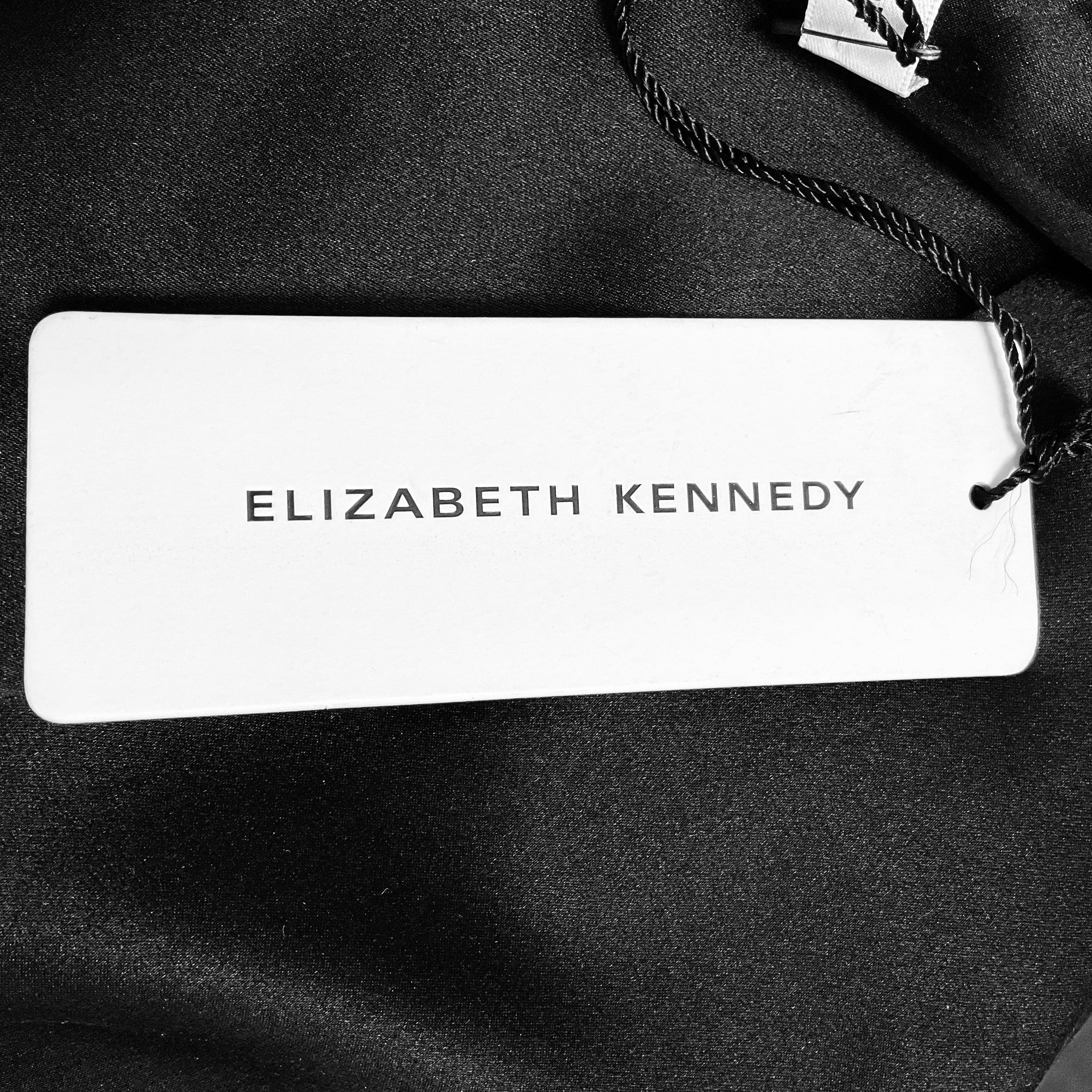 Elizabeth Kennedy Black Pearl Embellished Crepe Midi Cocktail Dress