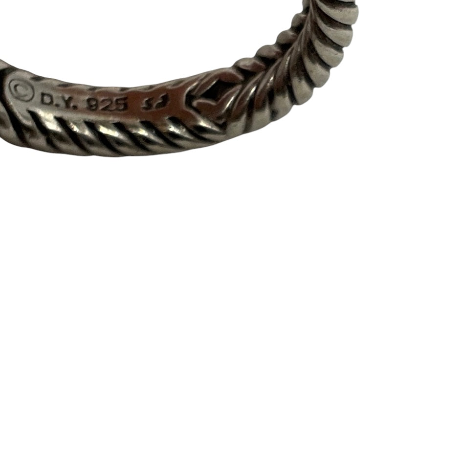 David Yurman White Agate Stone and Diamonds 925 Sterling Silver Petite Albion Ring