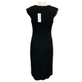 Load image into Gallery viewer, Elizabeth Kennedy Black Pearl Embellished Crepe Midi Cocktail Dress
