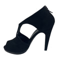 Load image into Gallery viewer, Hermes Black Suede Caged Open Toe Ankle Booties
