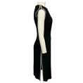 Load image into Gallery viewer, Elizabeth Kennedy Black Pearl Embellished Crepe Midi Cocktail Dress
