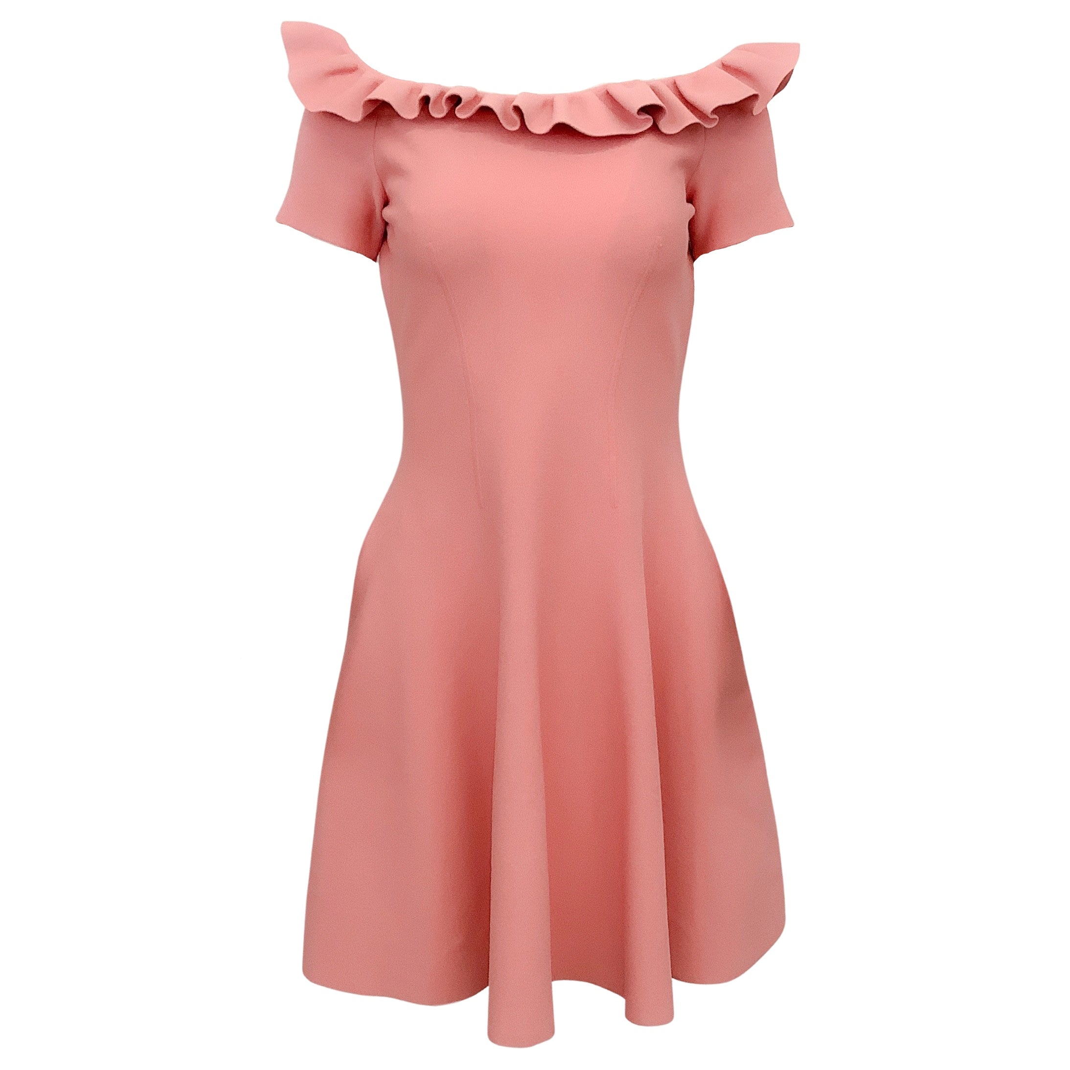 Alexander McQueen Pink Anemone Ruffled Off The Shoulder Dress