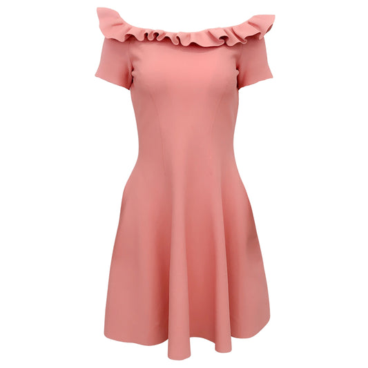 Alexander McQueen Pink Anemone Ruffled Off The Shoulder Dress