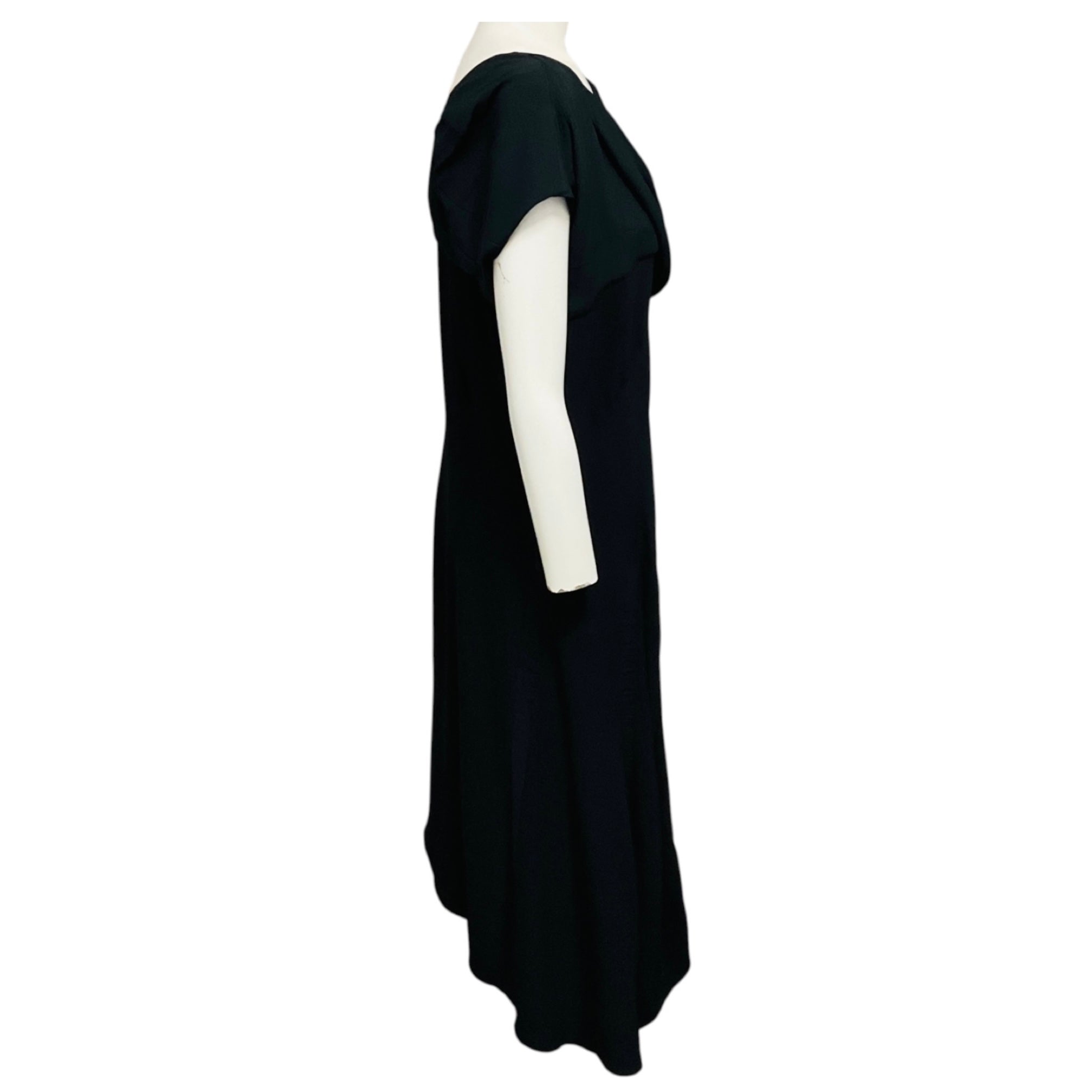 Louis Vuitton Black Draped Asymmetric Hem Silk Midi Dress