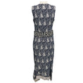 Load image into Gallery viewer, Altuzarra Navy Blue / White / Black Paisley Printed Crepe and Floral Jacquard Sleeveless Midi Dress
