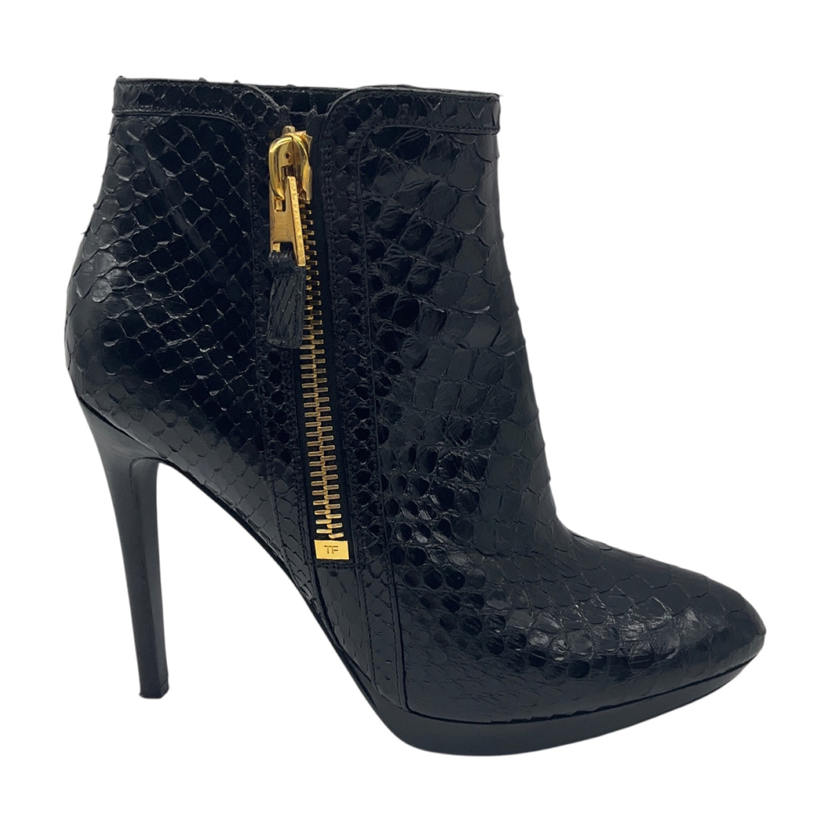 Tom Ford Black Python Skin Leather Ankle Boots