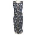 Load image into Gallery viewer, Altuzarra Navy Blue / White / Black Paisley Printed Crepe and Floral Jacquard Sleeveless Midi Dress
