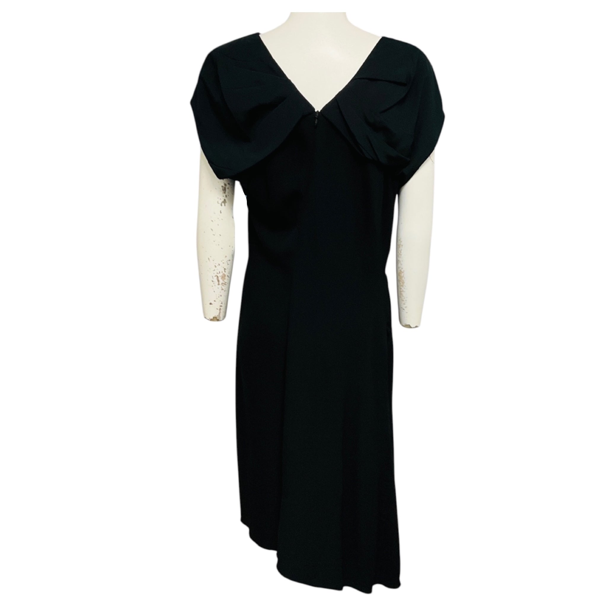 Louis Vuitton Black Draped Asymmetric Hem Silk Midi Dress
