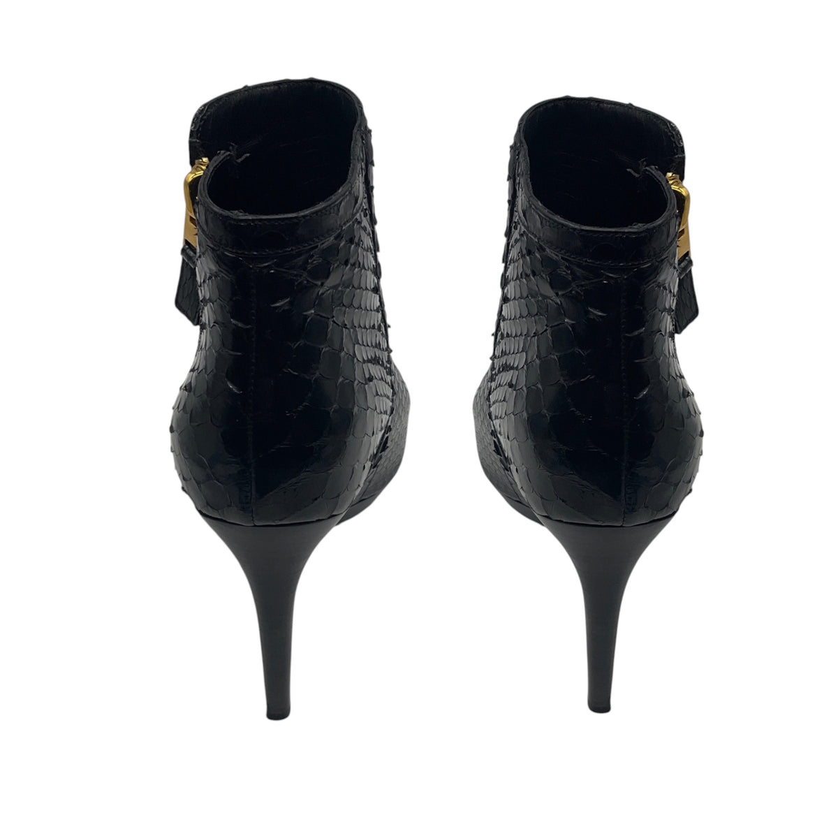 Tom Ford Black Python Skin Leather Ankle Boots