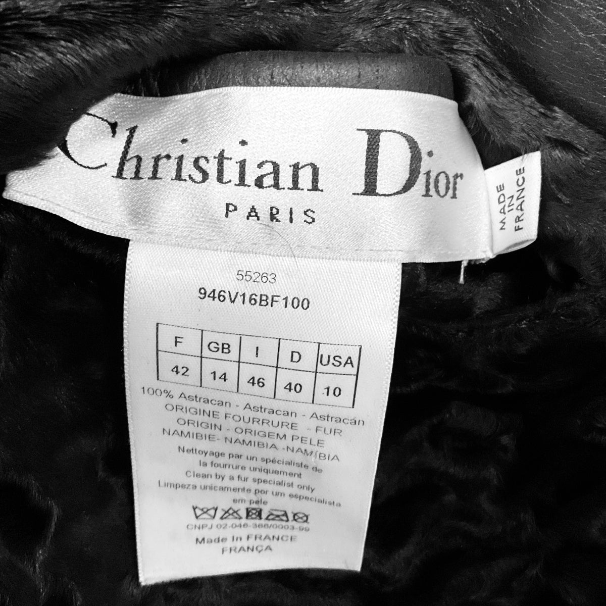Christian Dior Black Reversible Double Breasted Astracan Lamb Fur and Leather Jacket with CD Bee Embroidery
