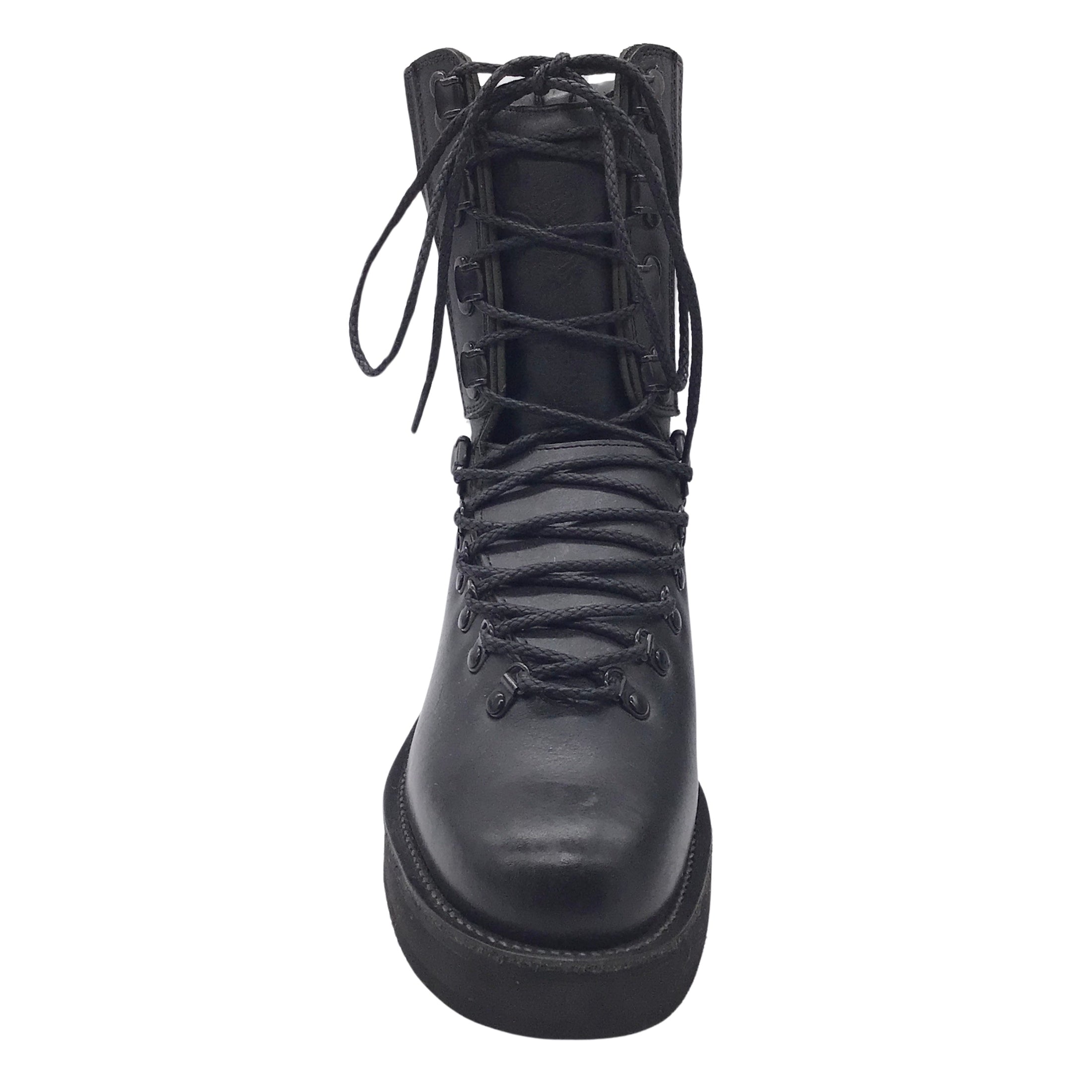 Y's by Yohji Yamamoto Black Lace-Up Leather Mountain Boots