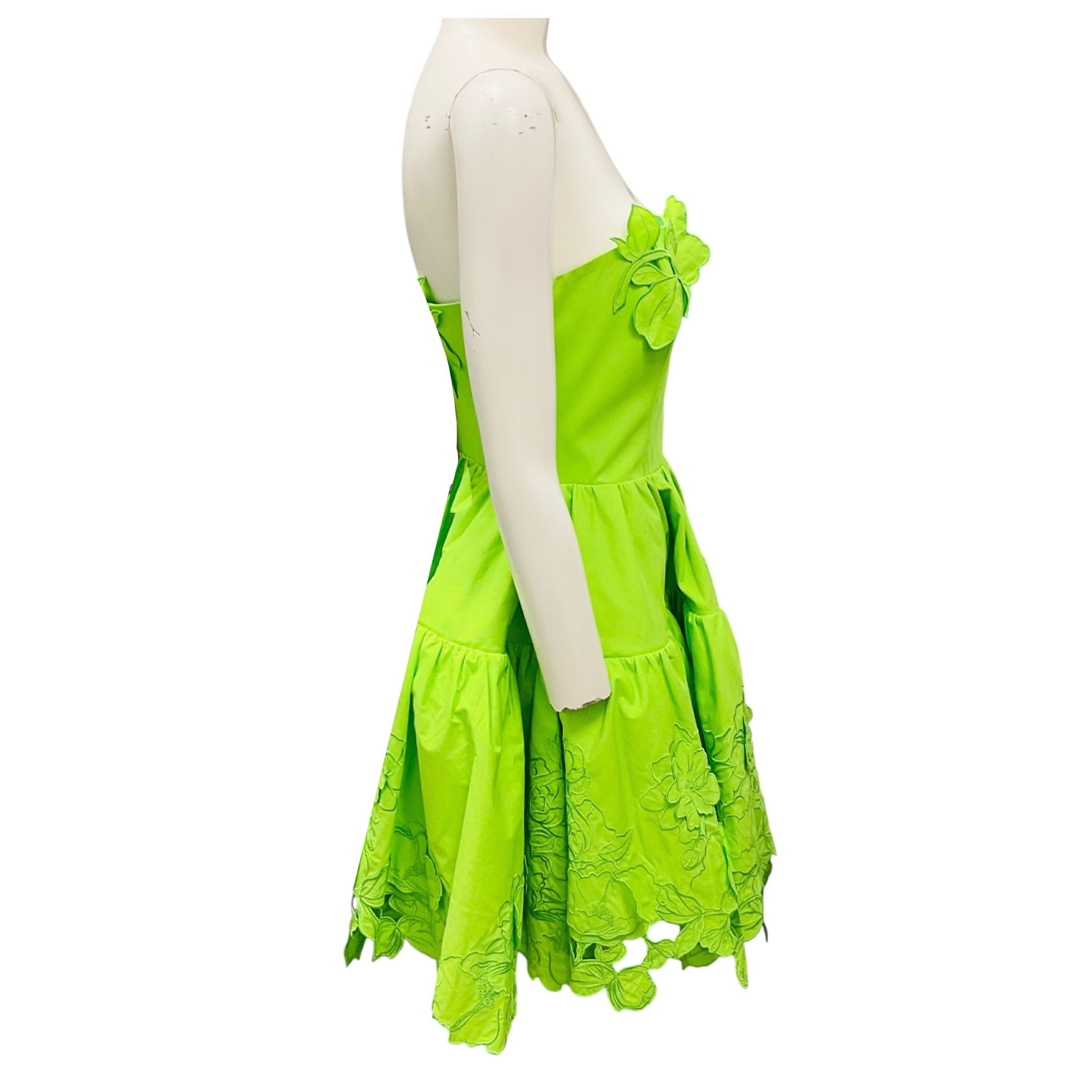 Leo Lin Lime Skye Applique Bustier Mini Dress