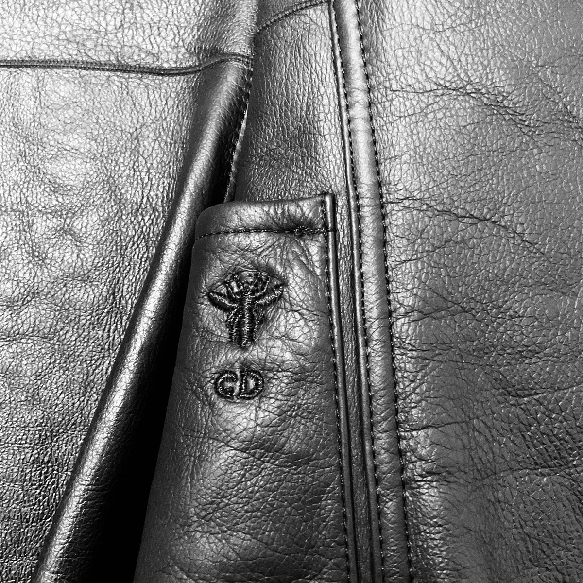 Christian Dior Black Reversible Double Breasted Astracan Lamb Fur and Leather Jacket with CD Bee Embroidery