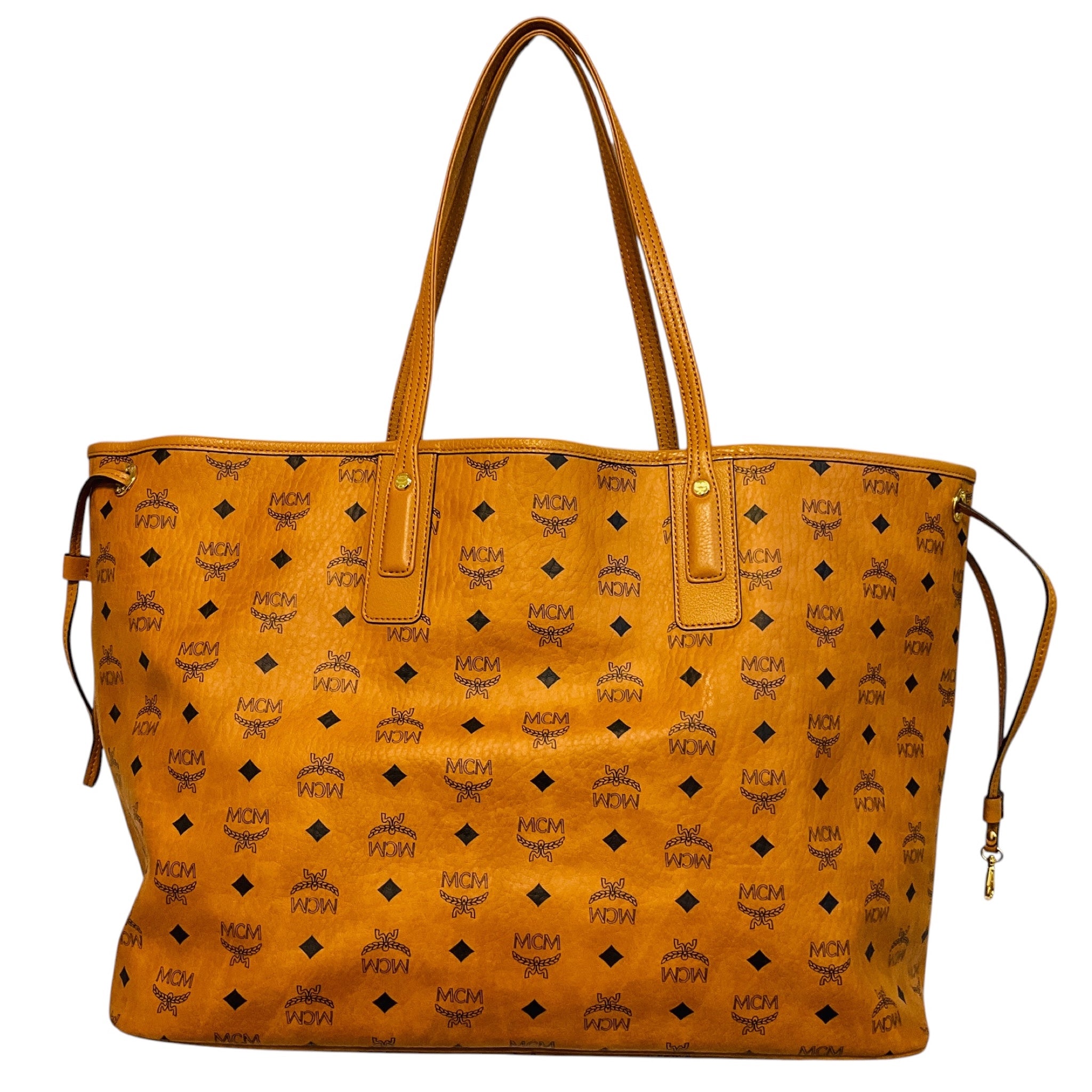 MCM Cognac Large Reversible Liz Visetos Shopper Tote Handbag