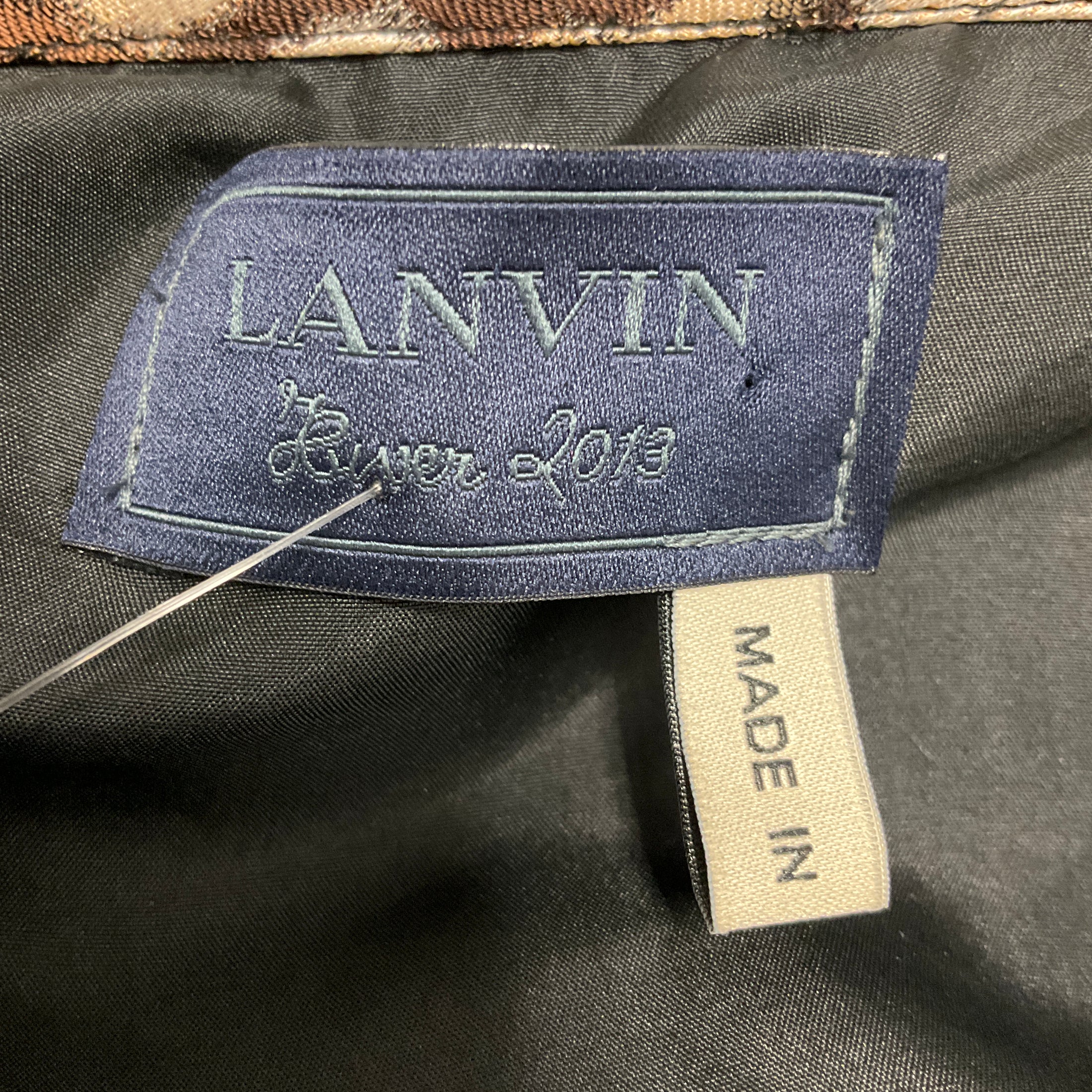 Lanvin Beige / Brown / Black / White Bead Embellished Animal Print Jacquard Dress