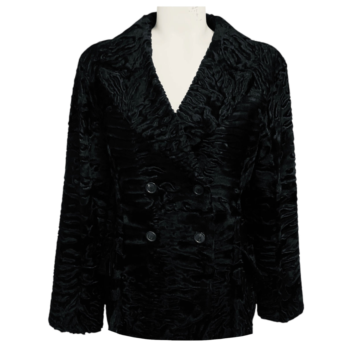 Christian Dior Black Reversible Double Breasted Astracan Lamb Fur and Leather Jacket with CD Bee Embroidery