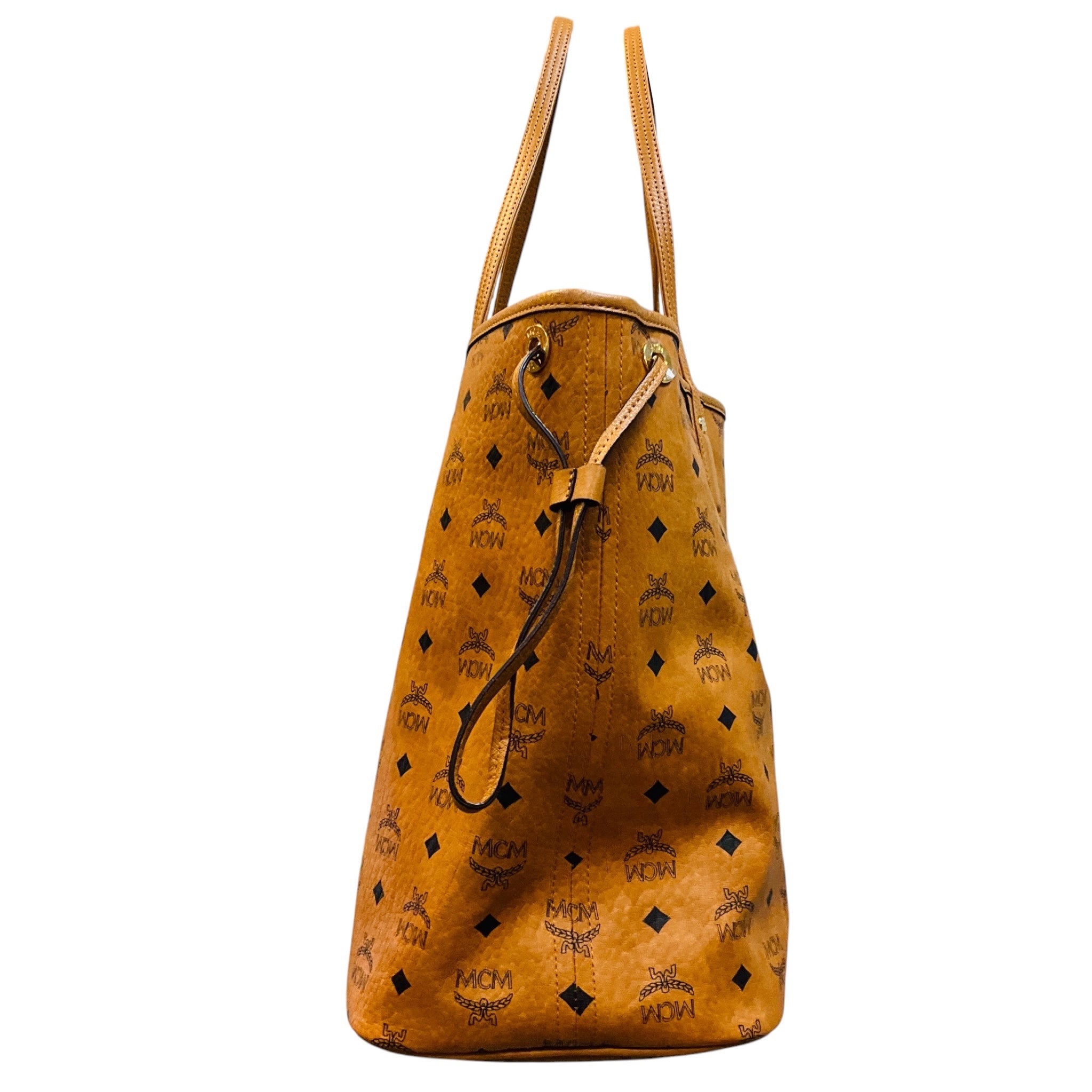 MCM Cognac Large Reversible Liz Visetos Shopper Tote Handbag
