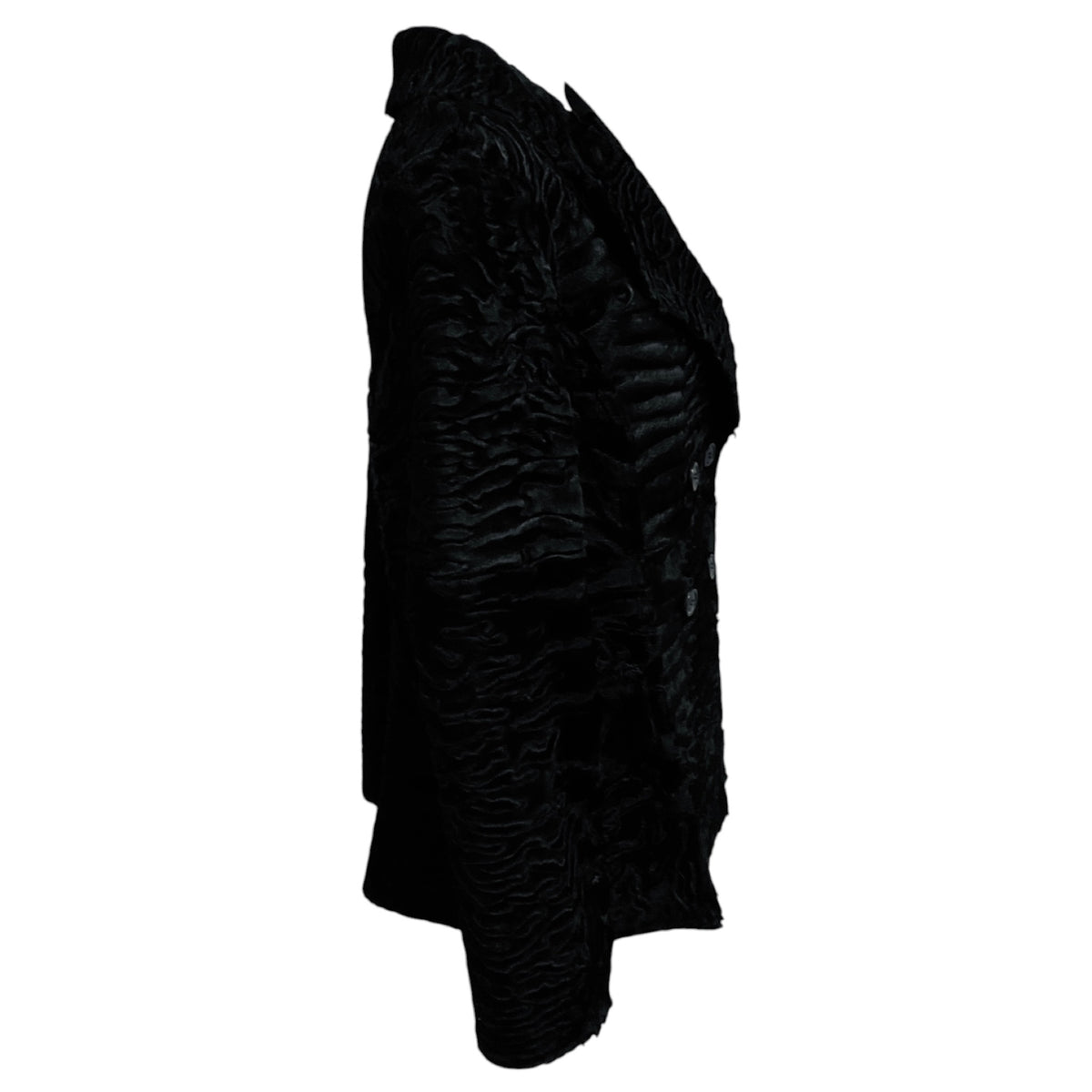Christian Dior Black Reversible Double Breasted Astracan Lamb Fur and Leather Jacket with CD Bee Embroidery