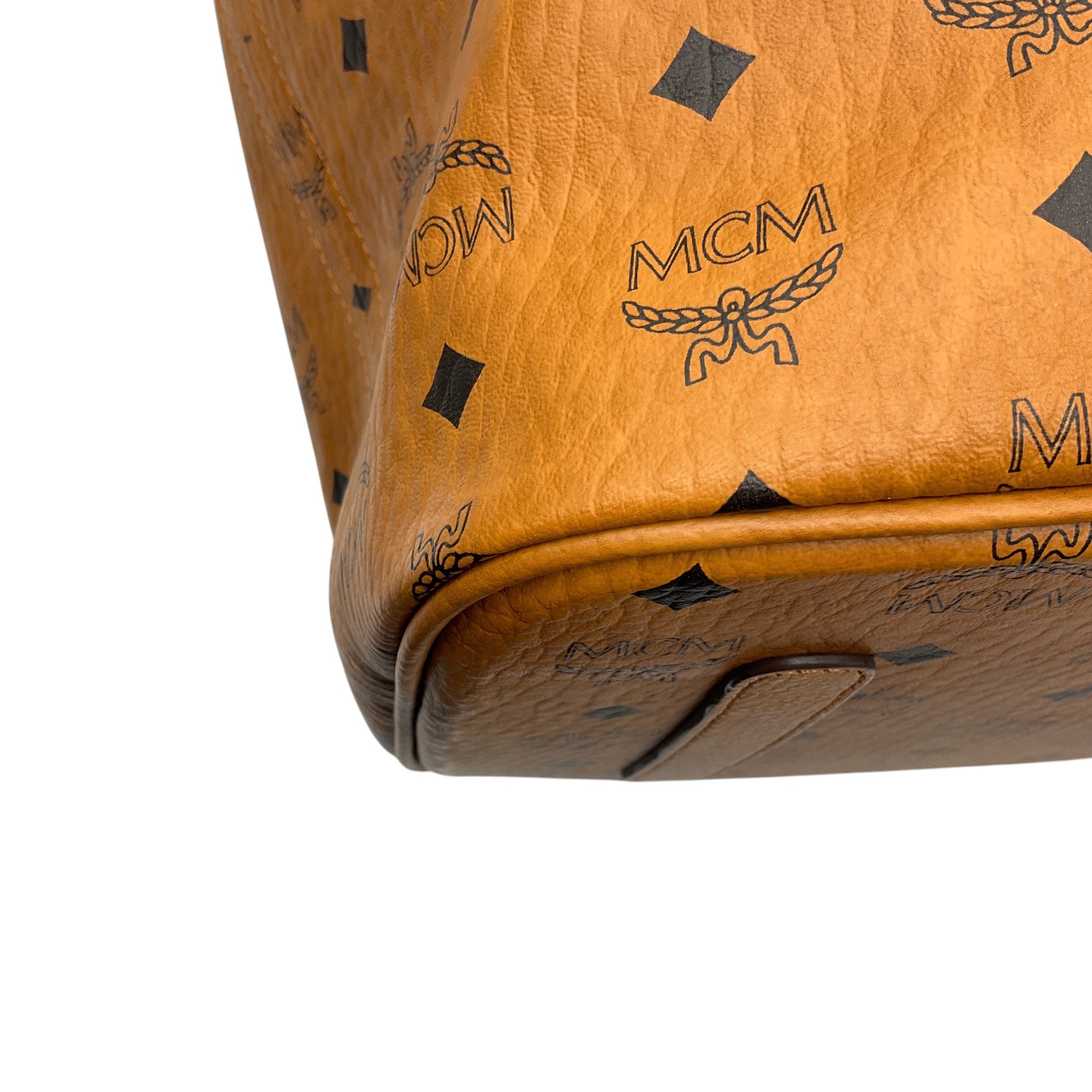 MCM Cognac Large Reversible Liz Visetos Shopper Tote Handbag