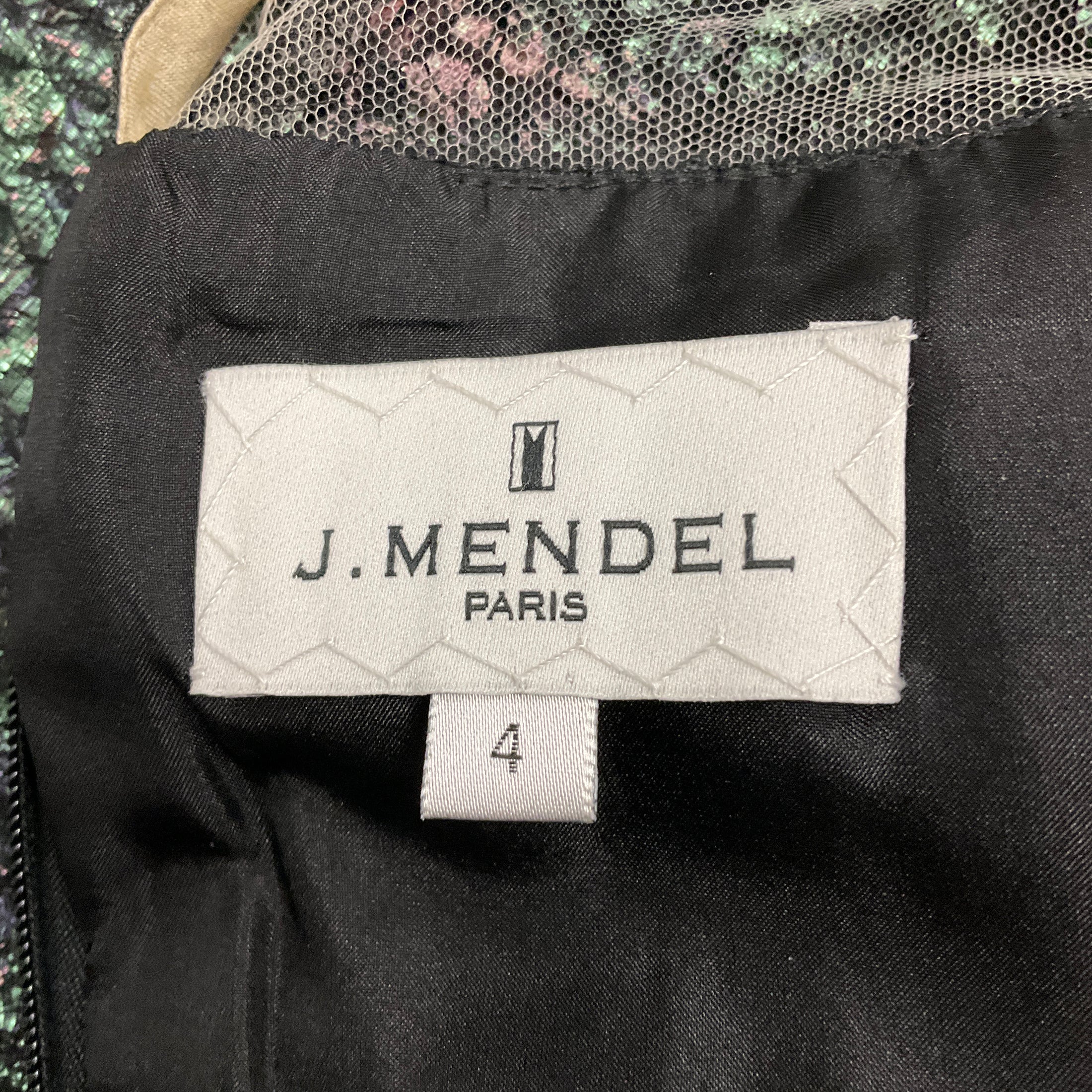 J. Mendel Teal Multi Lace and Jacquard Cocktail Dress