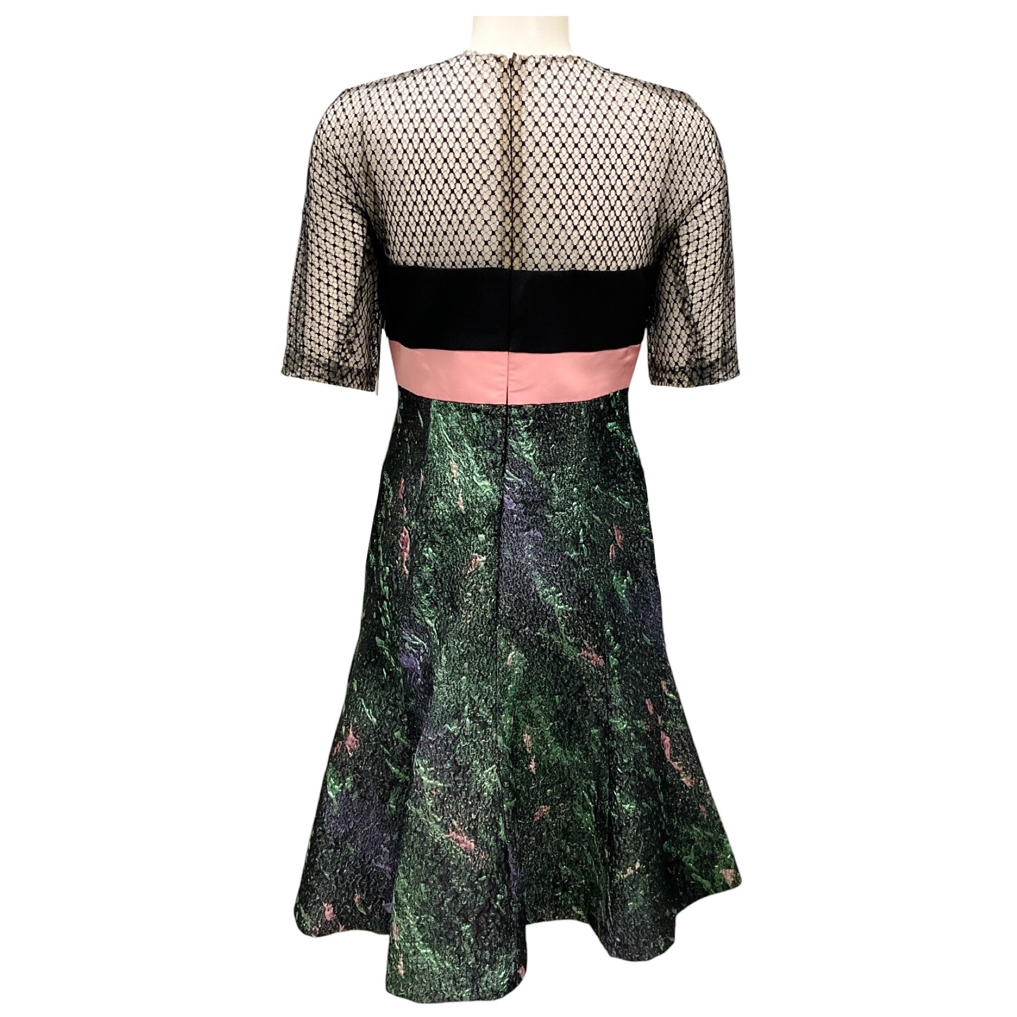 J. Mendel Teal Multi Lace and Jacquard Cocktail Dress