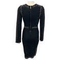 Load image into Gallery viewer, Herve Leger Black / Silver Stud Embellished Long Sleeved Bandage Dress
