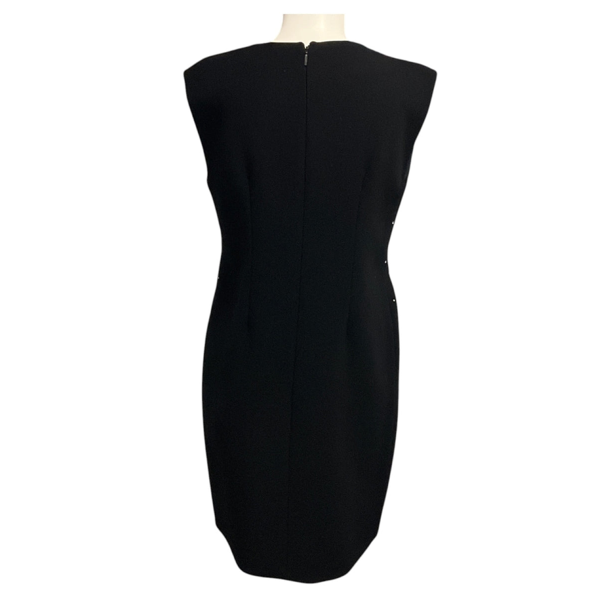 Saint Laurent Black Crystal Embellished Sleeveless Wool Midi Dress