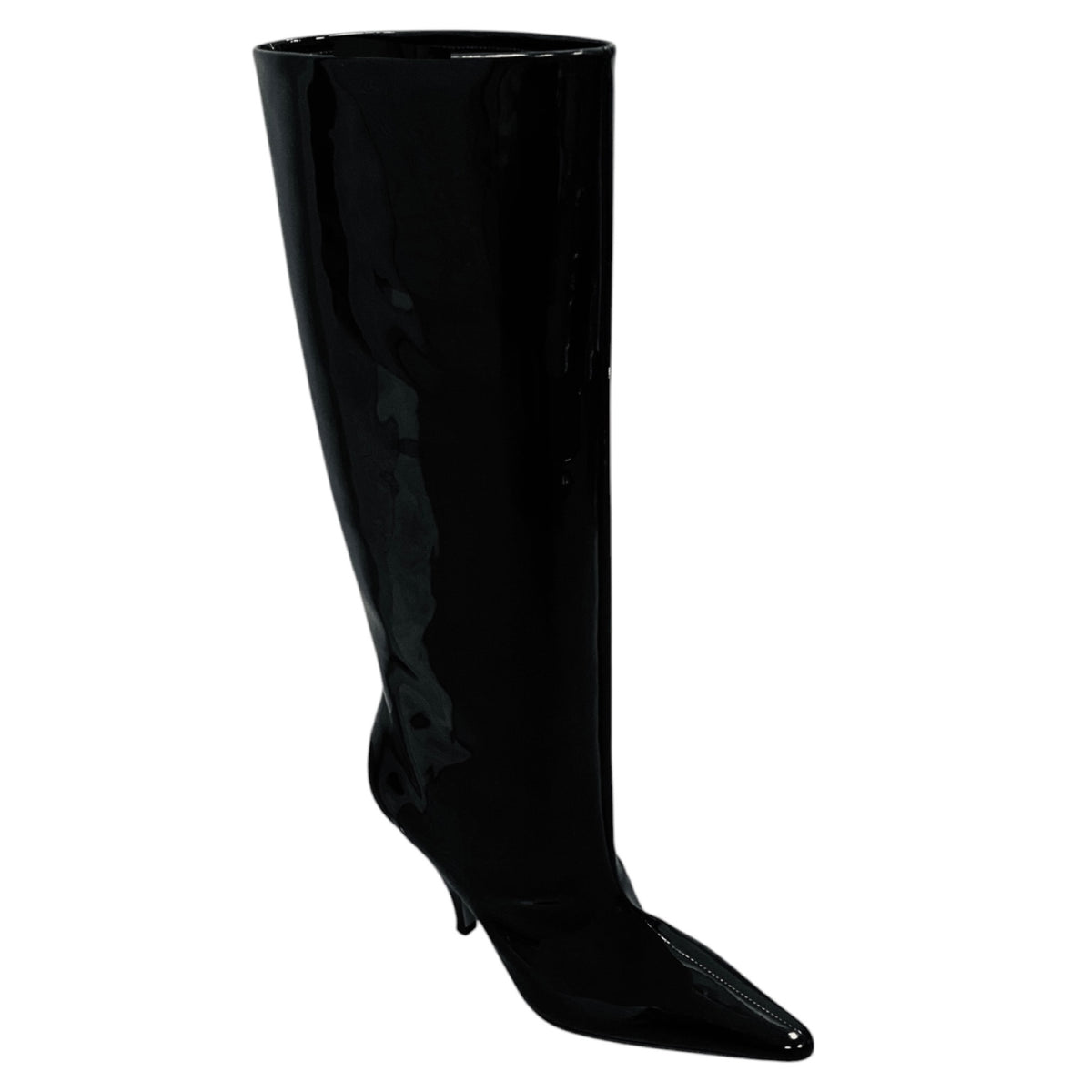 Bally Black Pointed Toe Patent Leather Tall Boots