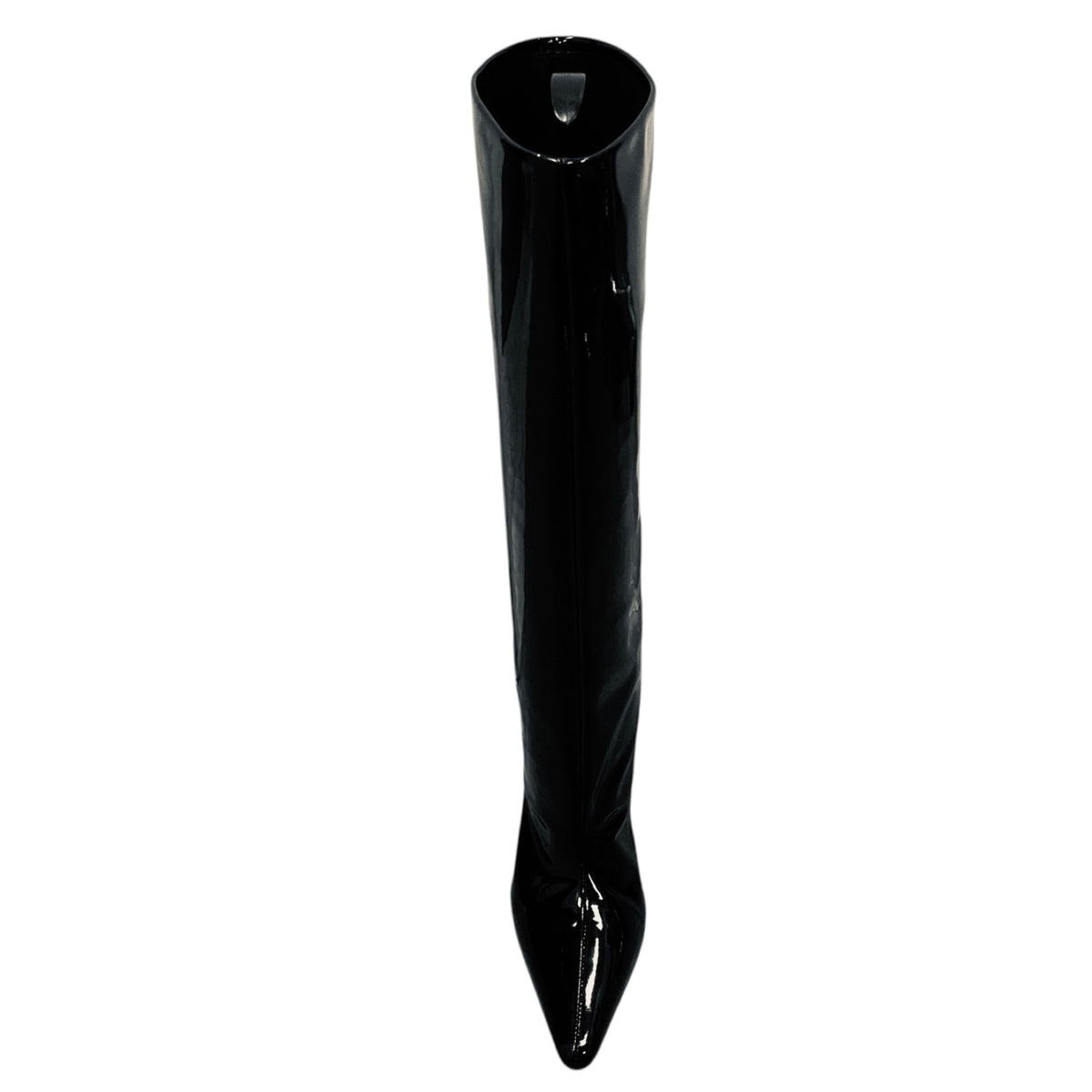 Bally Black Pointed Toe Patent Leather Tall Boots