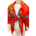 Load image into Gallery viewer, Hermes Orange / Red Multi Circuit 24 Faubourg Large Cashmere and Silk Scarf
