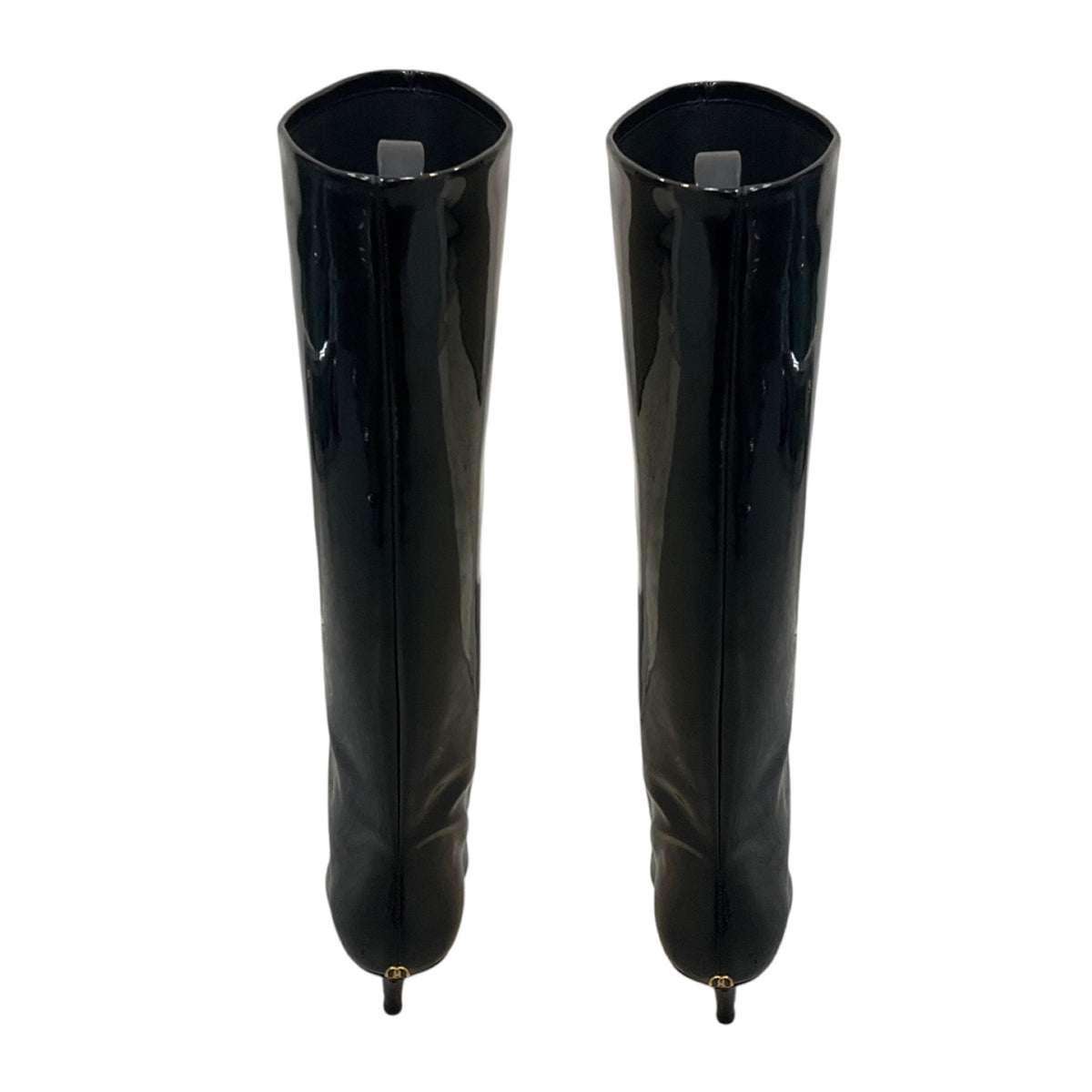 Bally Black Pointed Toe Patent Leather Tall Boots