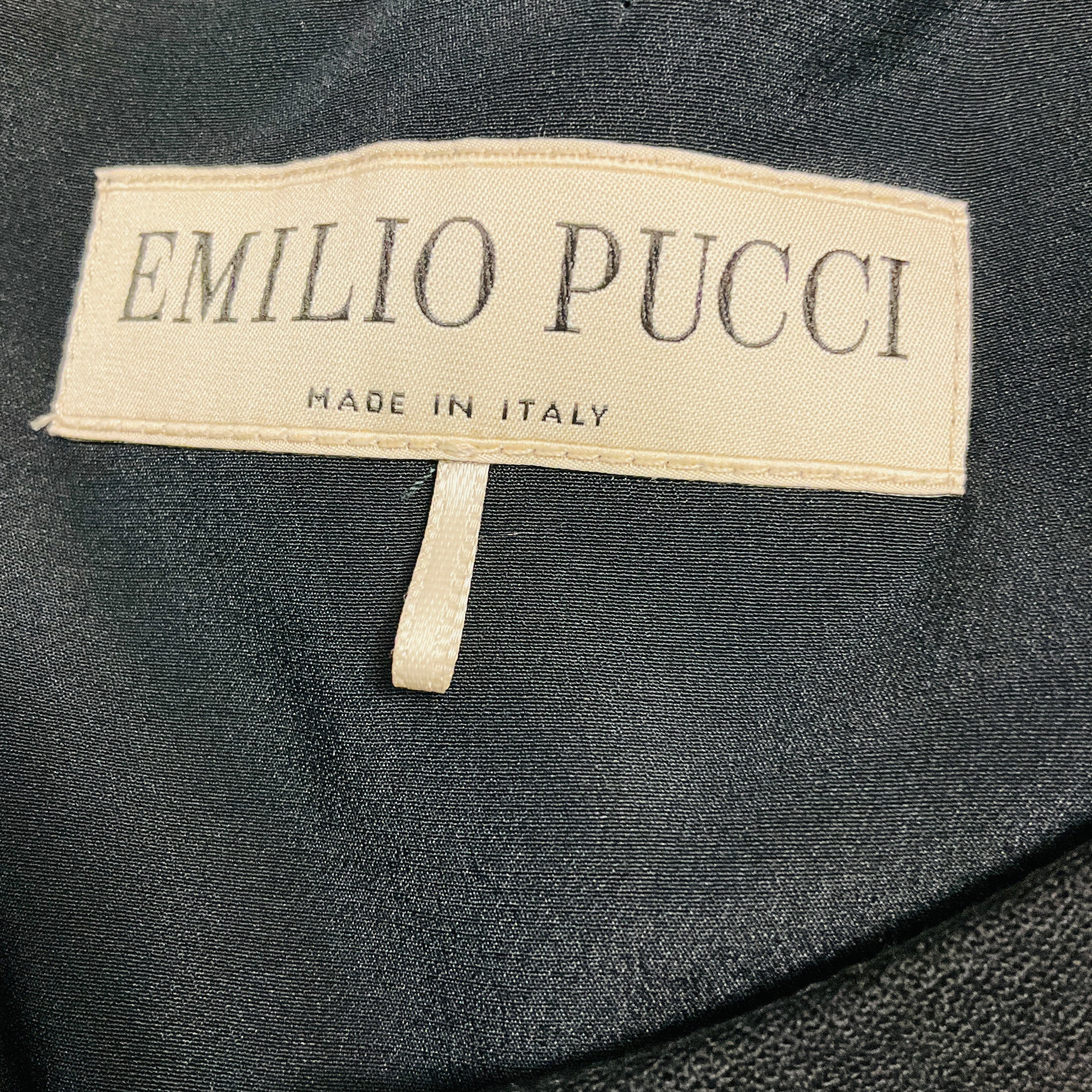 Emilio Pucci Black Short Sleeved Flared Wool Crepe Dress