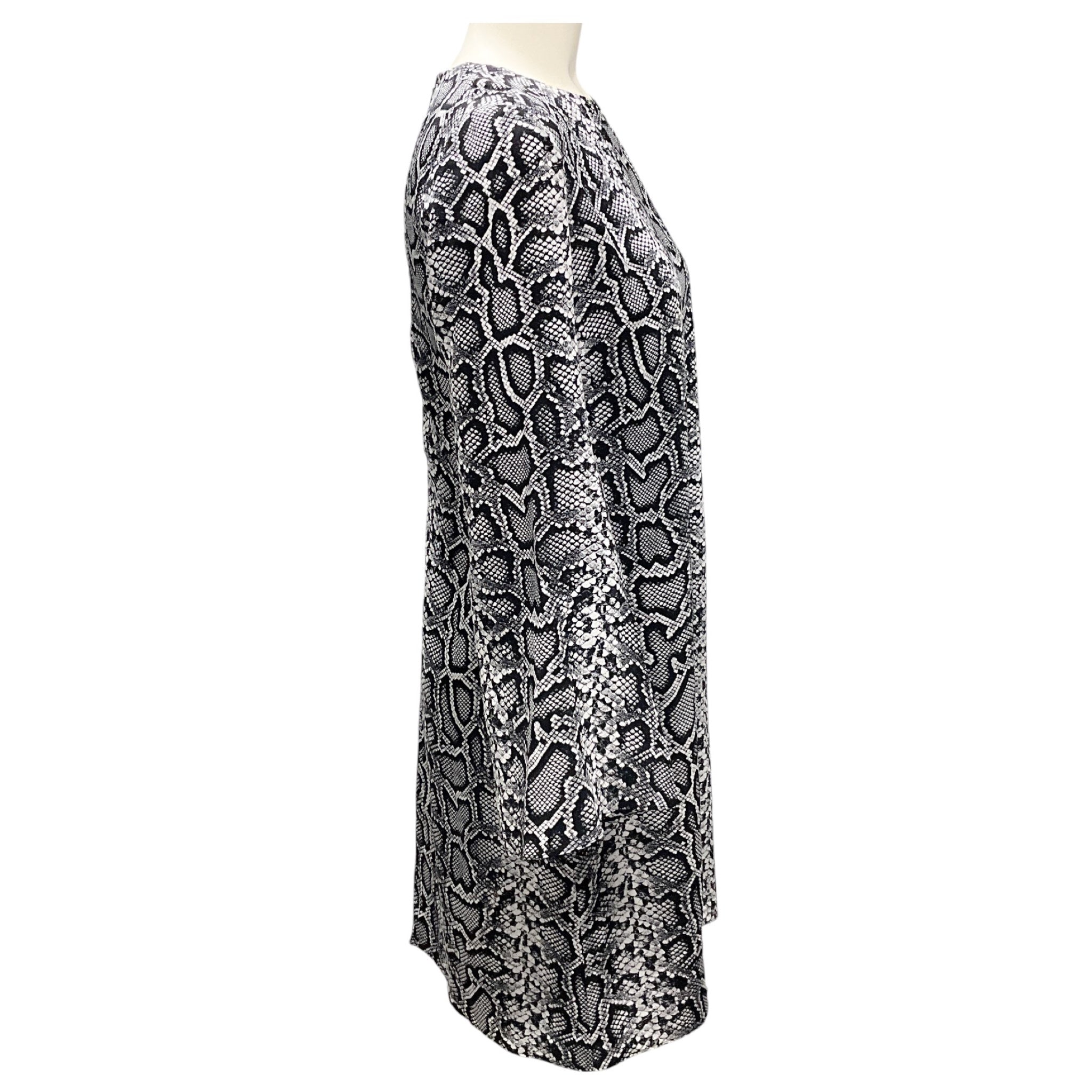Michael Kors Collection Black / White Snake Organic Silk Crepe De Chine Shift Dress