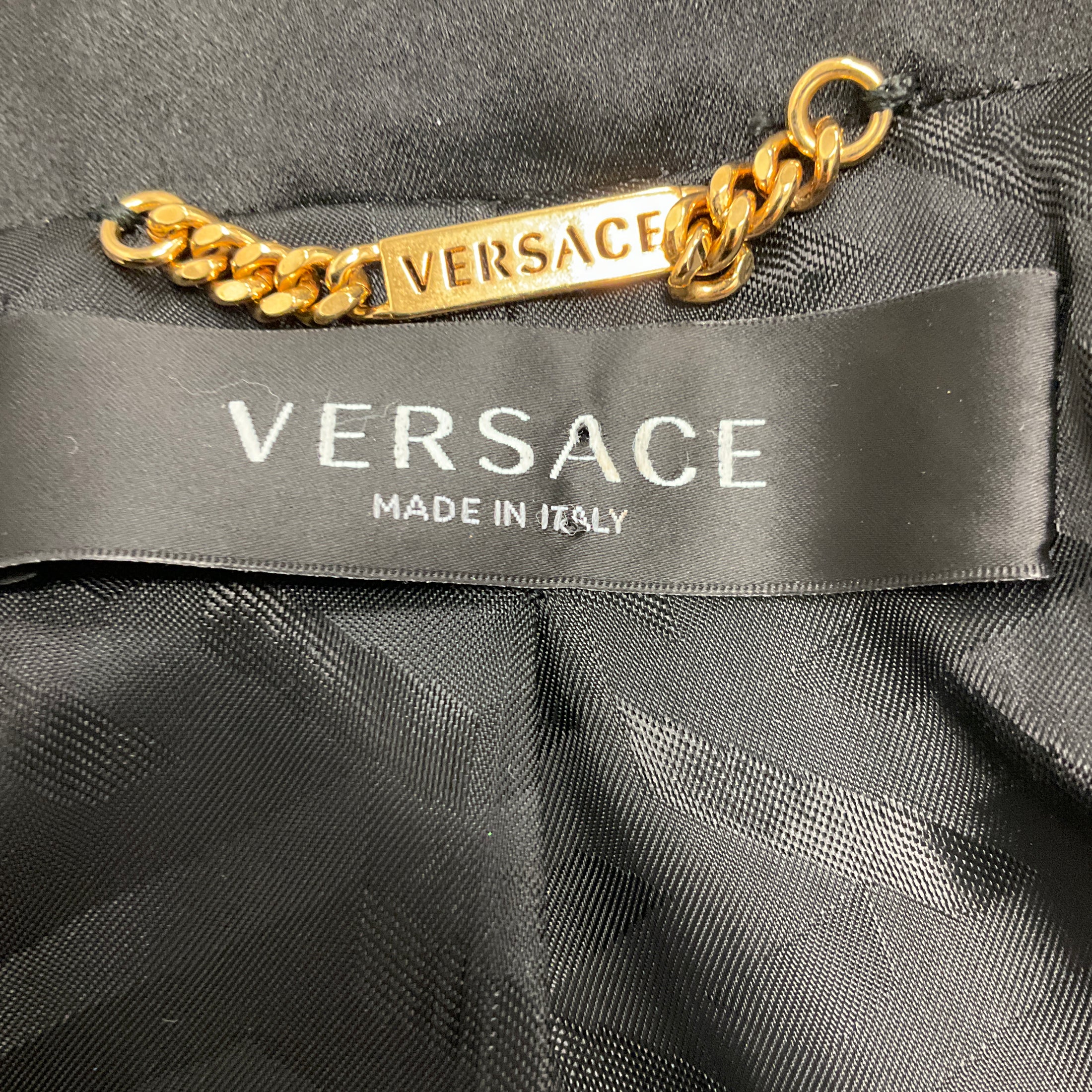 Versace Black Crystal Embellished Tuxedo Jacket and Pants Suit Set