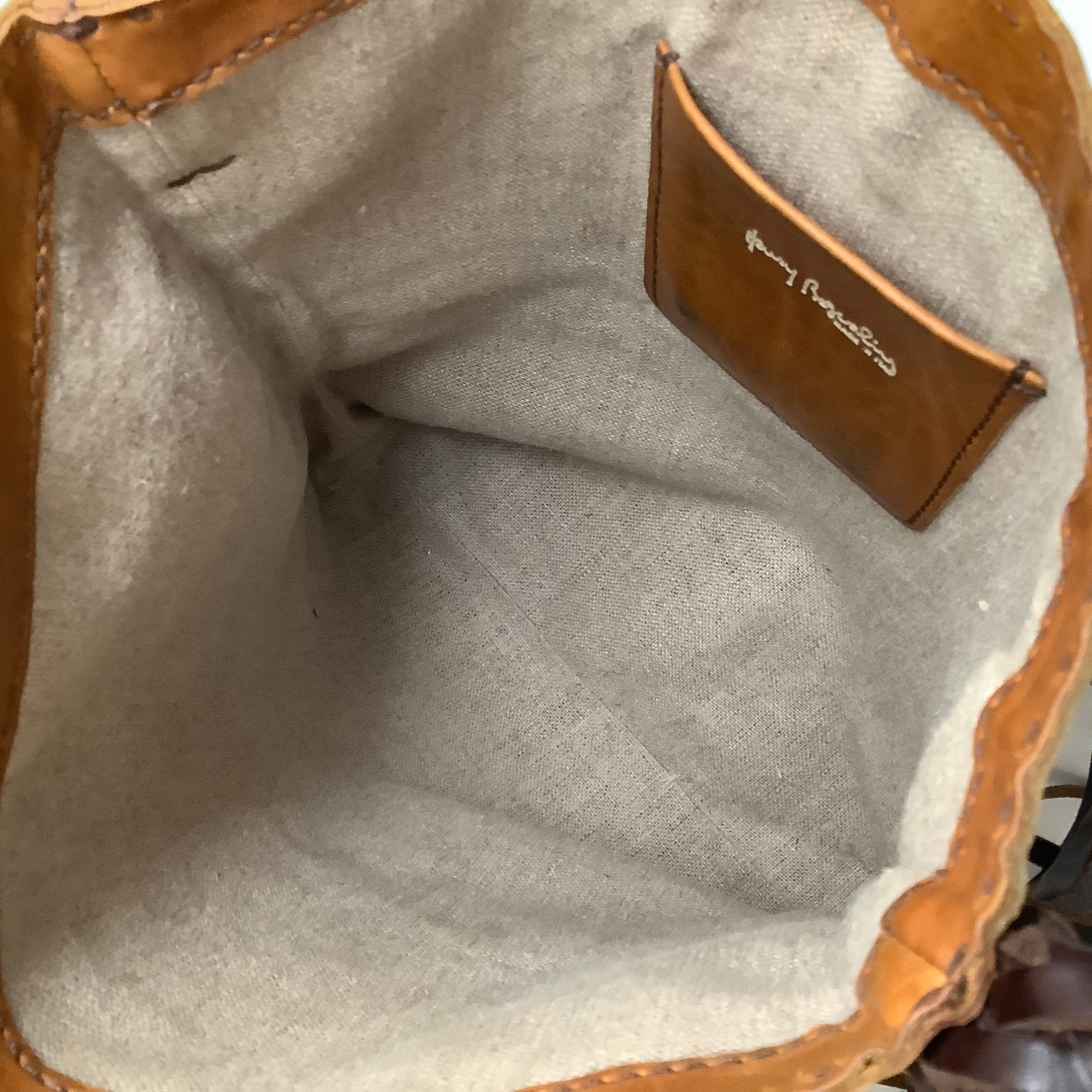 Henry Beguelin Tan / Brown Leather Fringe Braided Strap Crossbody Bag