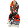 Load image into Gallery viewer, Hermes Orange / Grey Anamorphee Fringed Cashmere And Silk Rectangle Scarf
