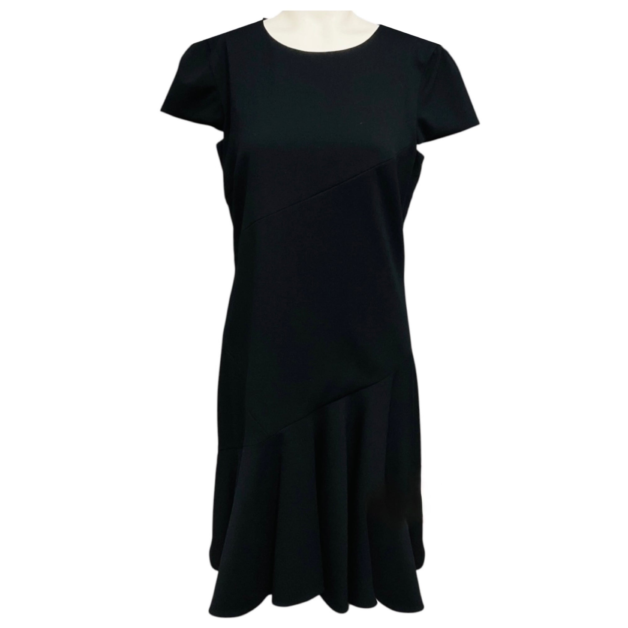 Emilio Pucci Black Short Sleeved Flared Wool Crepe Dress