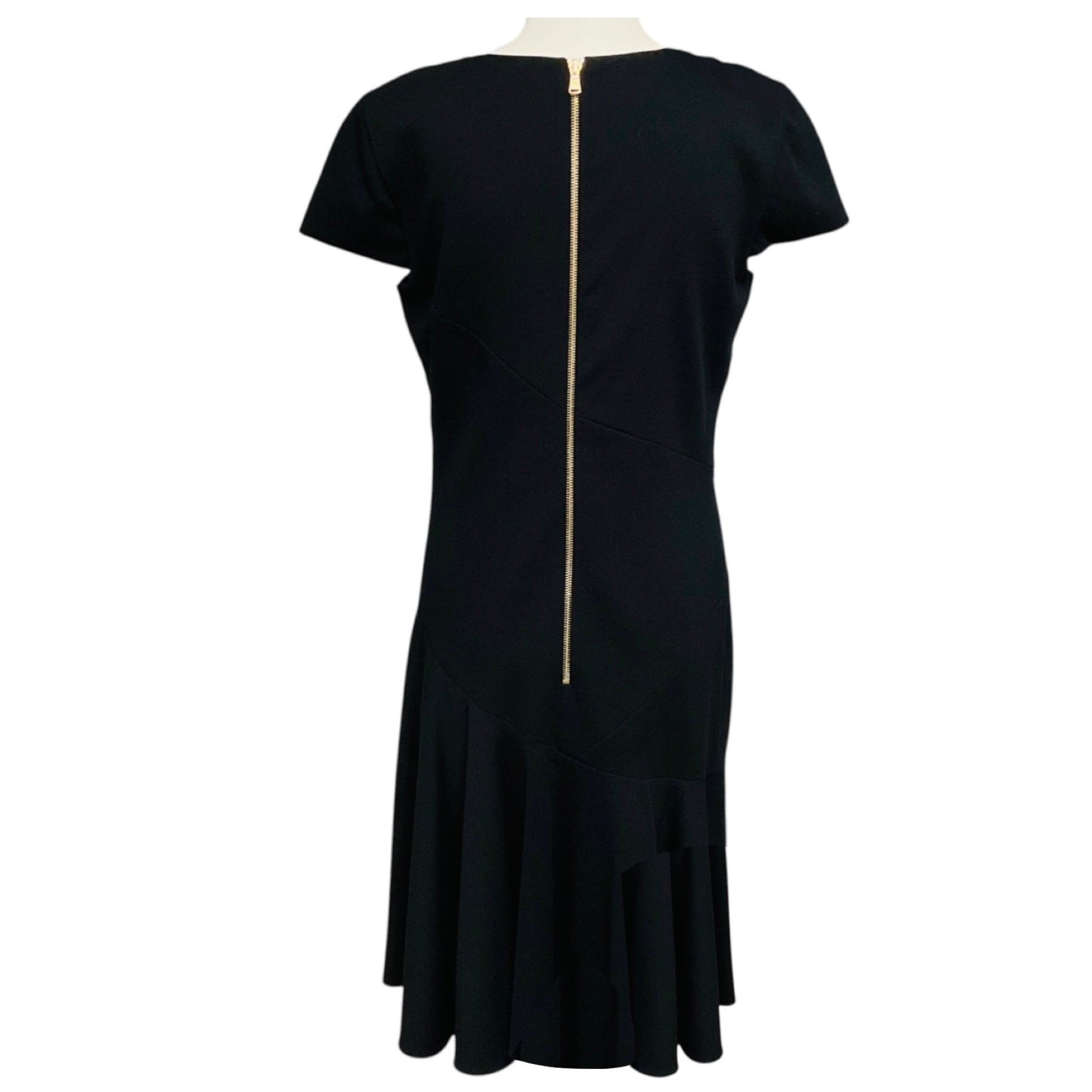 Emilio Pucci Black Short Sleeved Flared Wool Crepe Dress