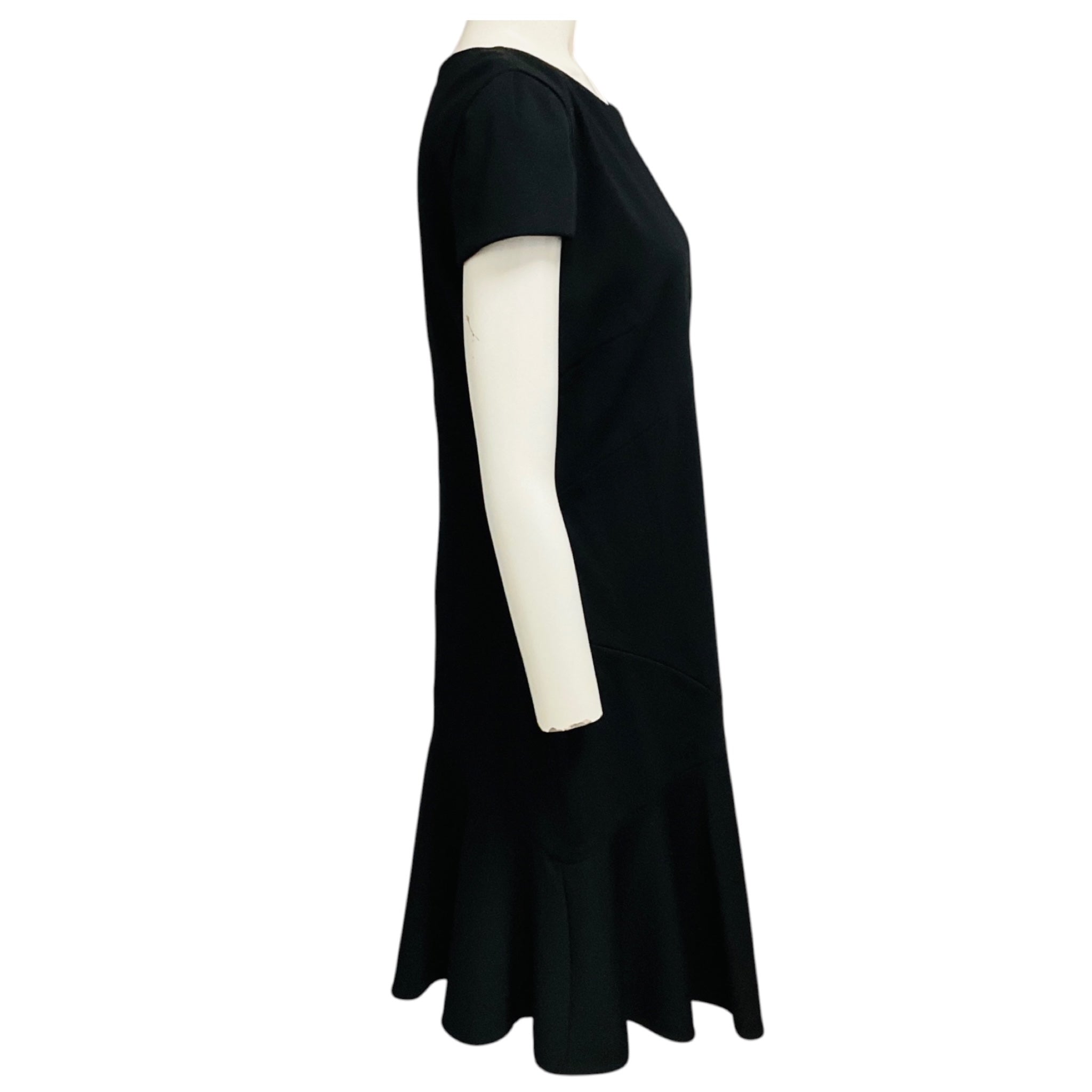 Emilio Pucci Black Short Sleeved Flared Wool Crepe Dress