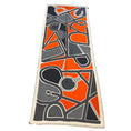 Load image into Gallery viewer, Hermes Orange / Grey Anamorphee Fringed Cashmere And Silk Rectangle Scarf
