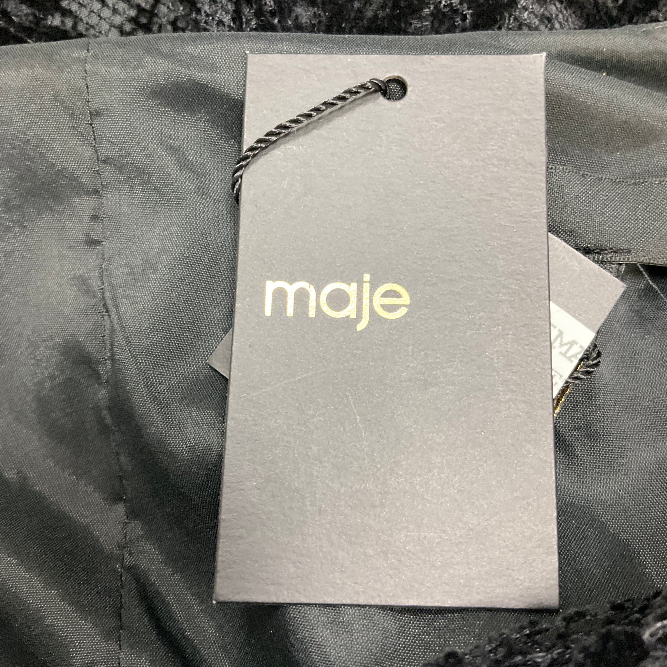 Maje Black Rimael Velvet Flocked Lace Puff Sleeve Mini Cocktail Dress