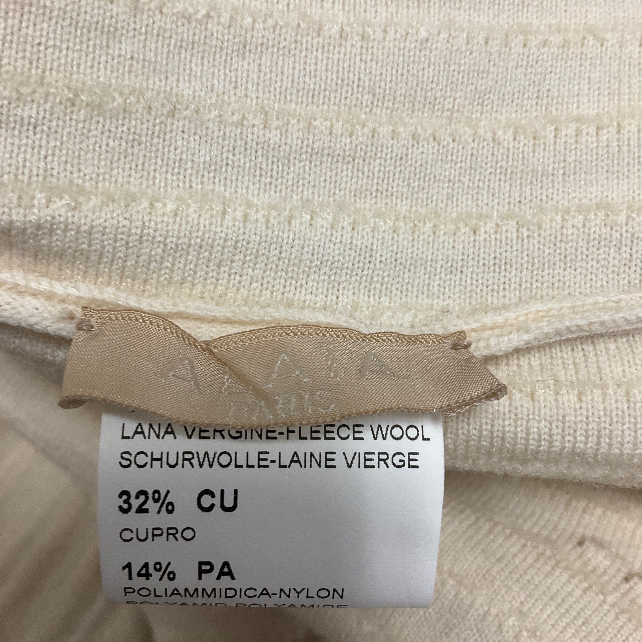 Alaia Cream Textured Sleeveless V-Neck Flared Wool Knit Dress