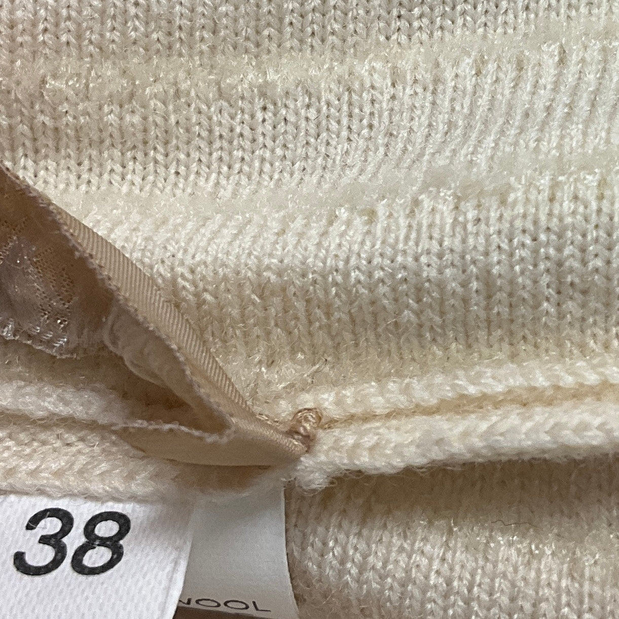 Alaia Cream Textured Sleeveless V-Neck Flared Wool Knit Dress